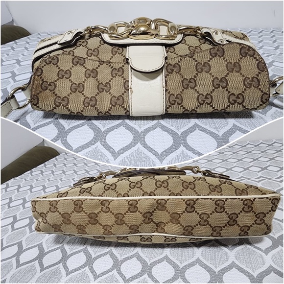 Authentic Gucci Horsebit Chain Flap Shoulder Bag Brown/Beige/Cream - Picture 9 of 15